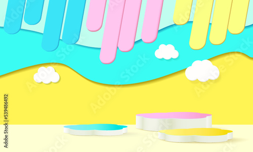 Kids colorful podium product display