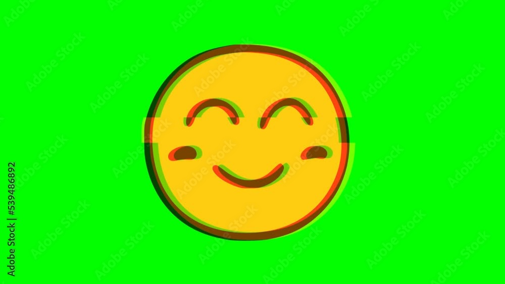 Funny face emoticon glitch effect on green background. Emoji motion graphics. Funny face emoticon glitch effect on green background. Emoji motion graphics.