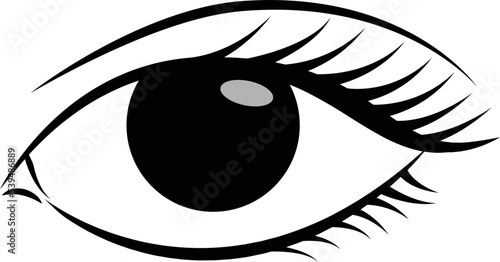 Black female or woman left eye icon isolated vector illustration