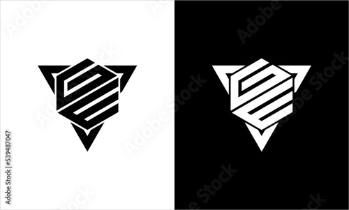 letter ge hexagon logo design  photo