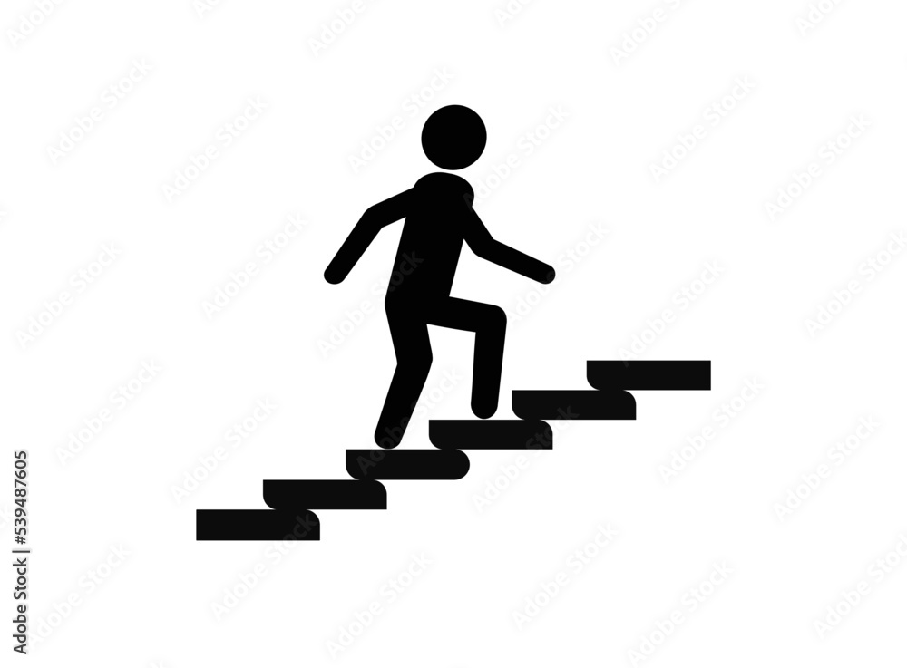 Stairs, climbing, walking icon vector image. Can also be used for activities. Suitable for use on web apps, mobile apps and print media. Stairs, climbing, walking icon vector image. Can also be used for activities. Suitable for use on web apps, mobile apps and print media.