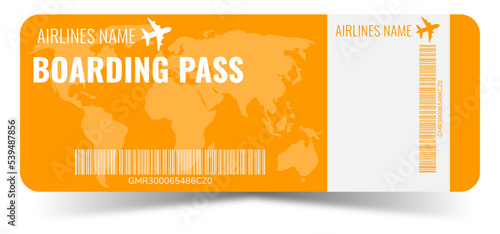 boarding pass. blank ticket template with plane. Concert ticket, lottery coupons. Vector coupon	

