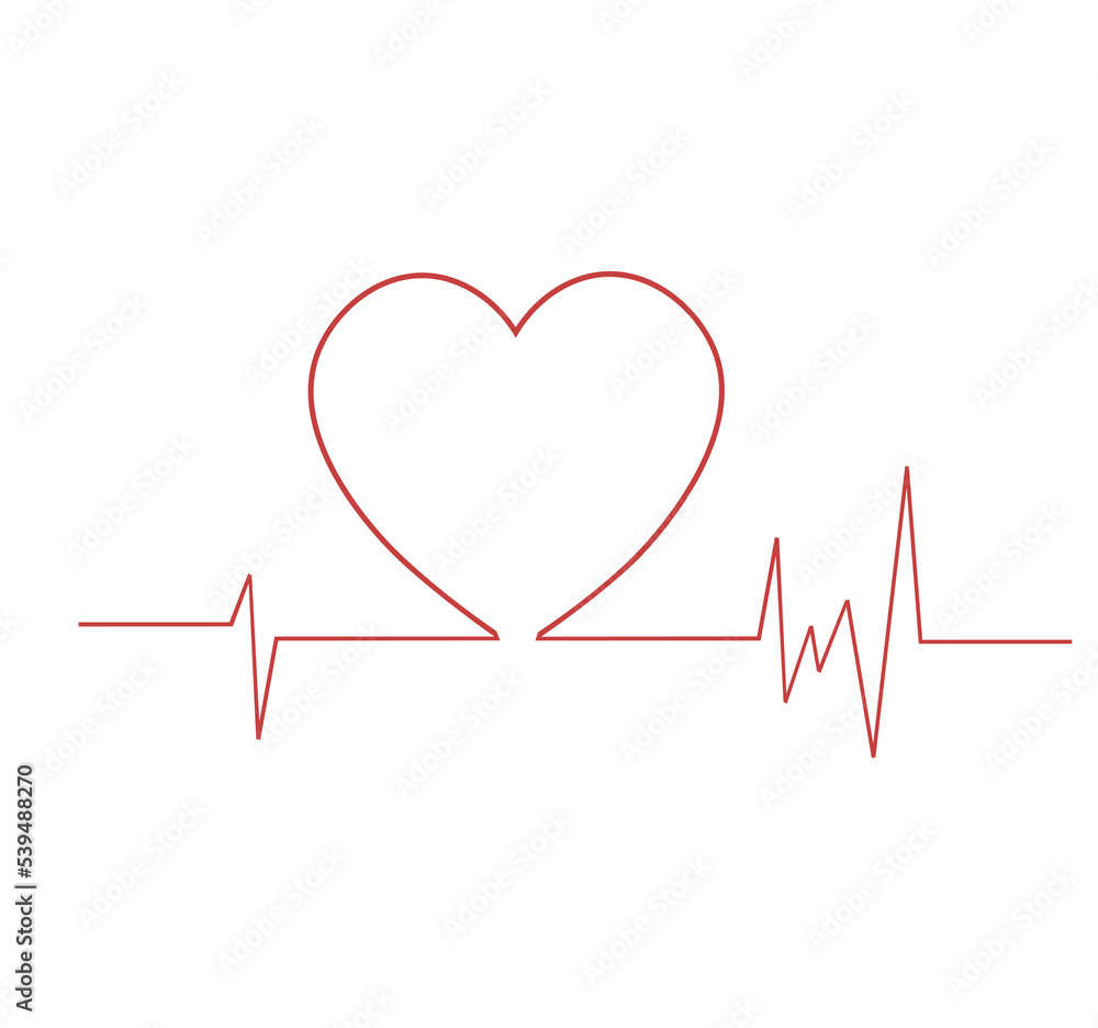 Vector illustration of heart with cardiology with isolated on white background.