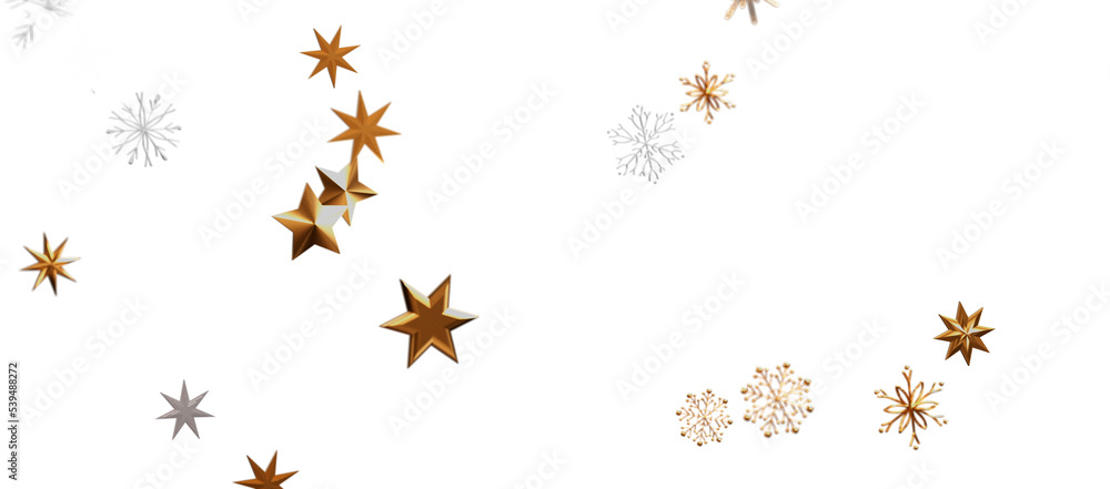 golden openwork shiny snowflakes, star, 3D rendering. golden openwork shiny snowflakes, star, 3D rendering.
