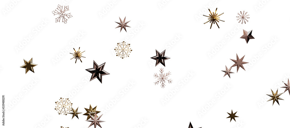 With Realistic Snowflakes Overlay On Light Silver Backdrop. Xmas Holidays With Realistic Snowflakes Overlay On Light Silver Backdrop. Xmas Holidays