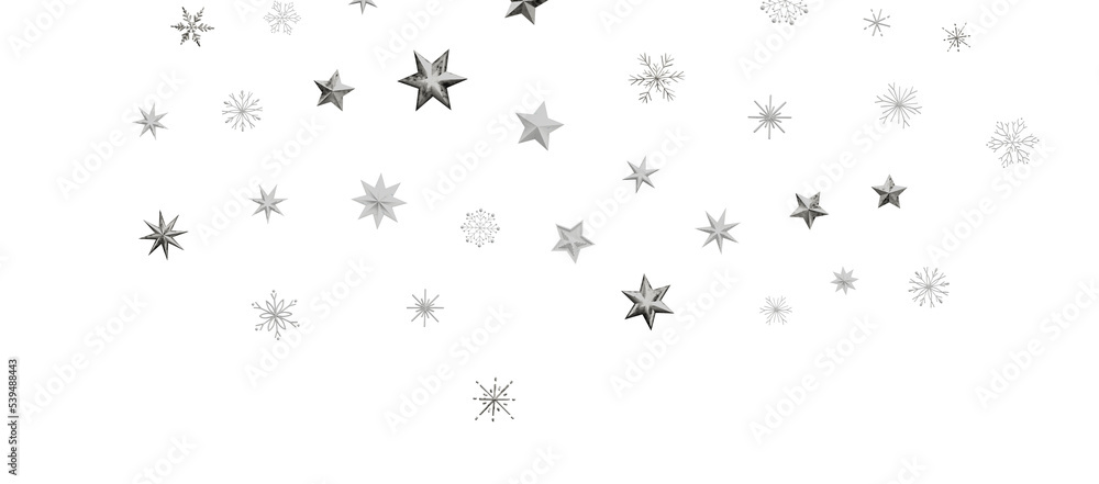 Snowflakes and bokeh lights on the blue Merry Christmas background. 3D render Snowflakes and bokeh lights on the blue Merry Christmas background. 3D render