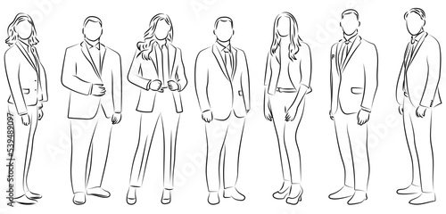 7 Anwälte Anzugträger Berater Zeichnung Lineart Vektor Grafik | Lawyers Suits Consultants Drawing Lineart Vector Graphic