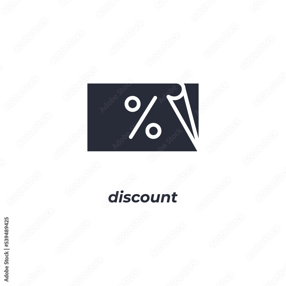 Vector sign discount symbol is isolated on a white background. icon color editable. Vector sign discount symbol is isolated on a white background. icon color editable.