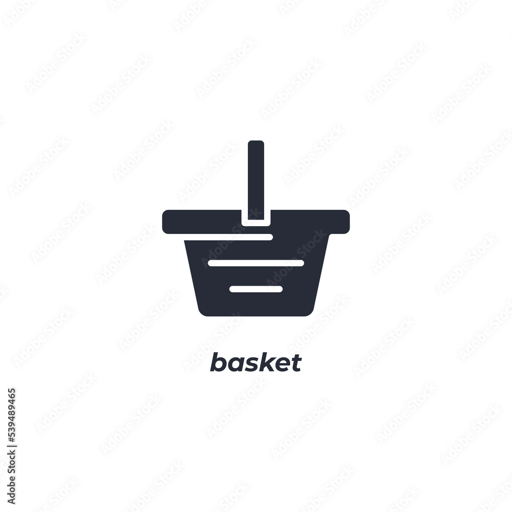 Vector sign basket symbol is isolated on a white background. icon color editable. Vector sign basket symbol is isolated on a white background. icon color editable.