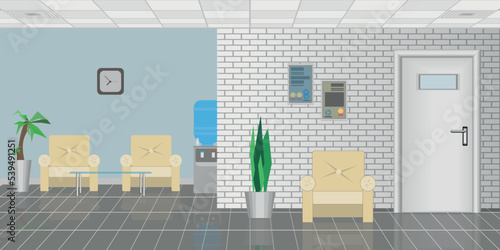 interior in the form of a living room or a reception in a hospital or office
