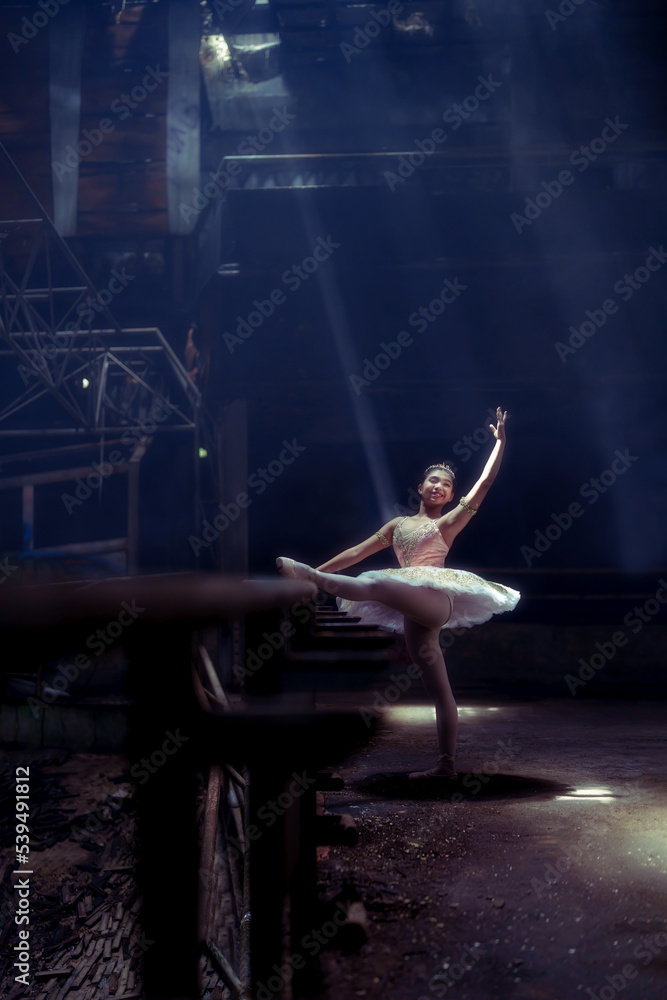 A young ballerina with a perfect body is dancing in a photo studio, dancers are dressed in fashionable outfits, this picture is taken in minimal style, showing the beauty of classical art like ballet. A young ballerina with a perfect body is dancing in a photo studio, dancers are dressed in fashionable outfits, this picture is taken in minimal style, showing the beauty of classical art like ballet.