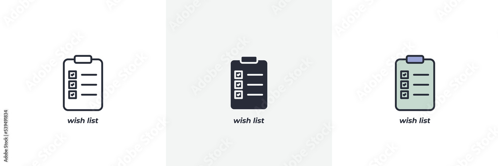 wish list icon. Line, solid and filled outline colorful version, outline and filled vector sign. Idea Symbol, logo illustration. Vector graphics wish list icon. Line, solid and filled outline colorful version, outline and filled vector sign. Idea Symbol, logo illustration. Vector graphics