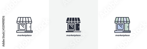 marketplace icon. Line, solid and filled outline colorful version, outline and filled vector sign. Idea Symbol, logo illustration. Vector graphics