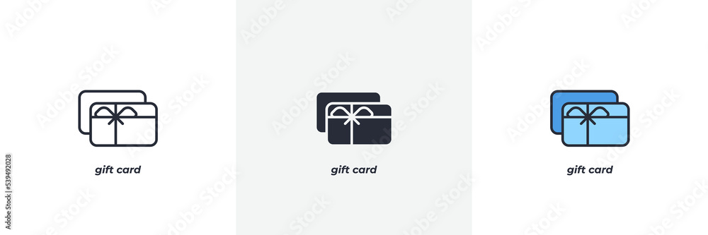 gift card icon. Line, solid and filled outline colorful version, outline and filled vector sign. Idea Symbol, logo illustration. Vector graphics gift card icon. Line, solid and filled outline colorful version, outline and filled vector sign. Idea Symbol, logo illustration. Vector graphics