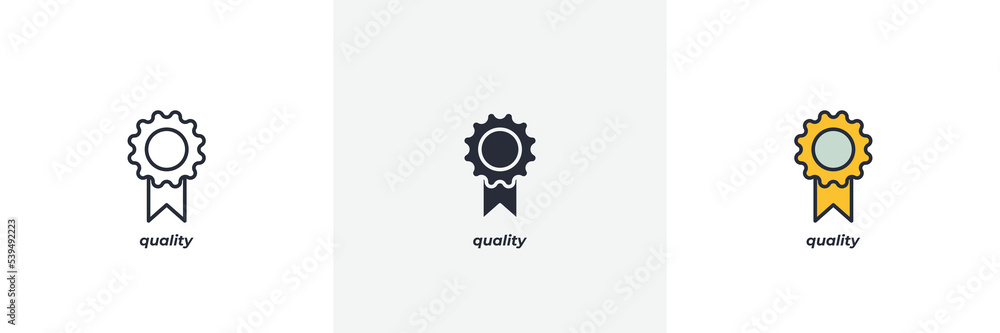 quality icon. Line, solid and filled outline colorful version, outline and filled vector sign. Idea Symbol, logo illustration. Vector graphics