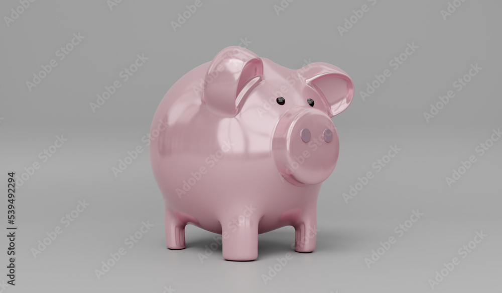 Piggy bank isolated on grey background - 3D illustration