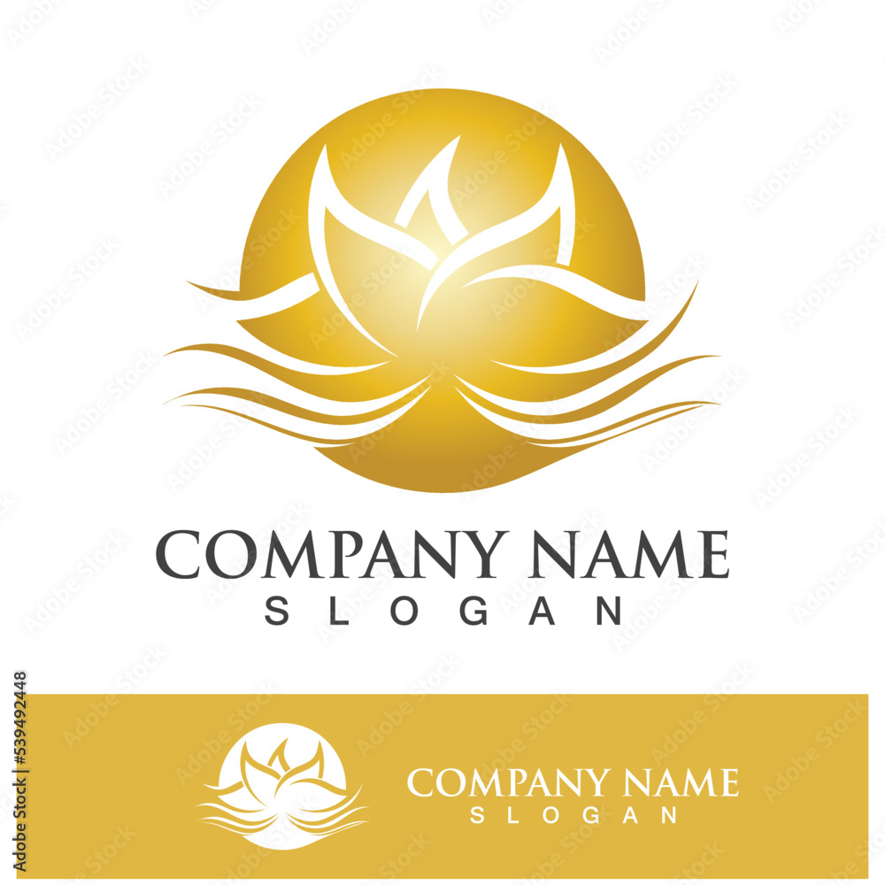 Obraz premium lotus flower logo design vector illustration