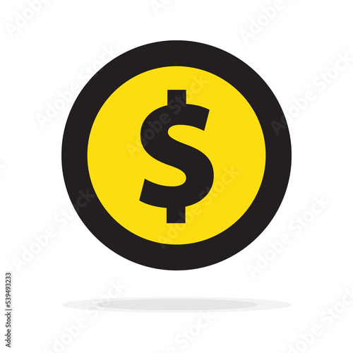 Dollar Coin icon. Money symbol. Bank payment. Dollar sign. Golden coin. Finance. Currency. Wealth symbol. Success. Cash. Currency exchange. American currency. Gold.