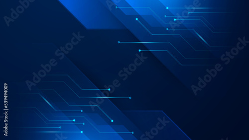 Abstract tech background. Futuristic technology interface with arrows, lines, waves, speed lights, motion, data concept, science element, cyberspace shapes, and connection lines.