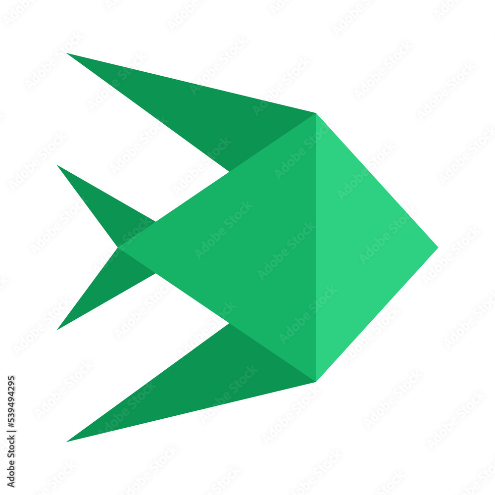 Origami paper Fish in a flat style isolated on white. Art of paper folding. Japan origami crane. Paper figure fish toy icon. Cartoon geometric wild animal shaped figures. Vector illustration Origami paper Fish in a flat style isolated on white. Art of paper folding. Japan origami crane. Paper figure fish toy icon. Cartoon geometric wild animal shaped figures. Vector illustration