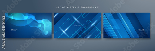 Set of Futuristic concept business technology blue abstract design background