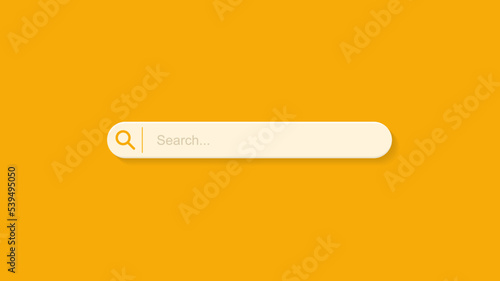 Search bar design element on orange background. Browser button for website and UI design. Search form template. Navigation web search concept. Vector illustration
