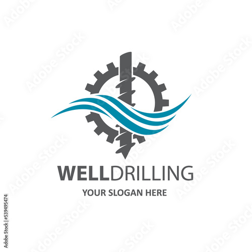 emblem of water well drilling isolated on white background
