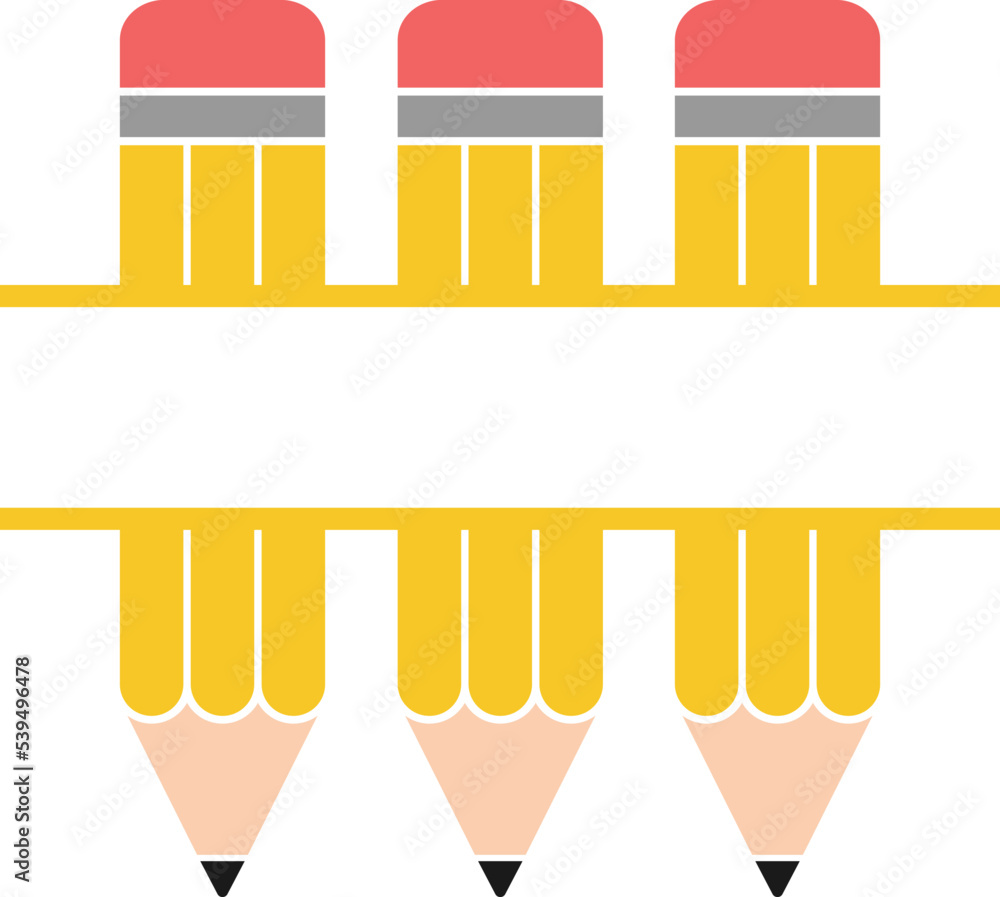 Pencil Split Svg cut file. Pencils monogram frame vector illustration