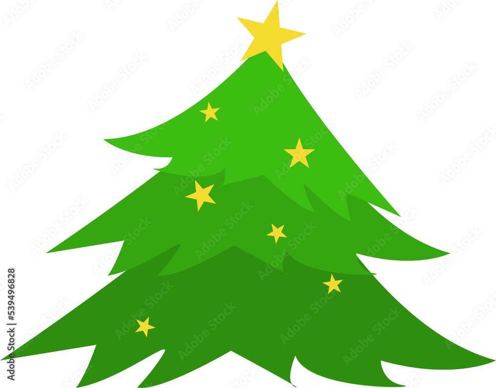 Obraz premium Flat Christmas tree. Pine trees decorated with beautiful lights. For a New Year's Winter Party