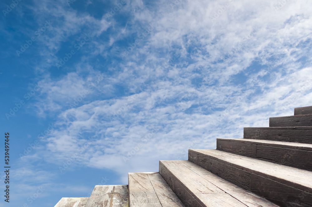 High place stair to step up of life with blue sky High place stair to step up of life with blue sky
