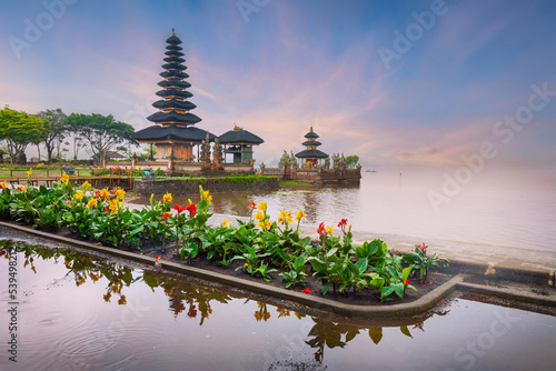 Pura Ulun Danu temple on a lake Beratan, Bali photo
