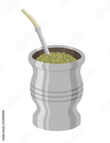 Vectorial illustration of an Argentinian mate tea drink