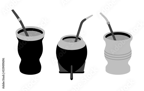 Vector flat illustration of an Argentinian mate drink set	
