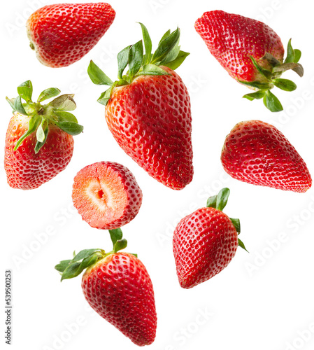 Flying strawberries photo