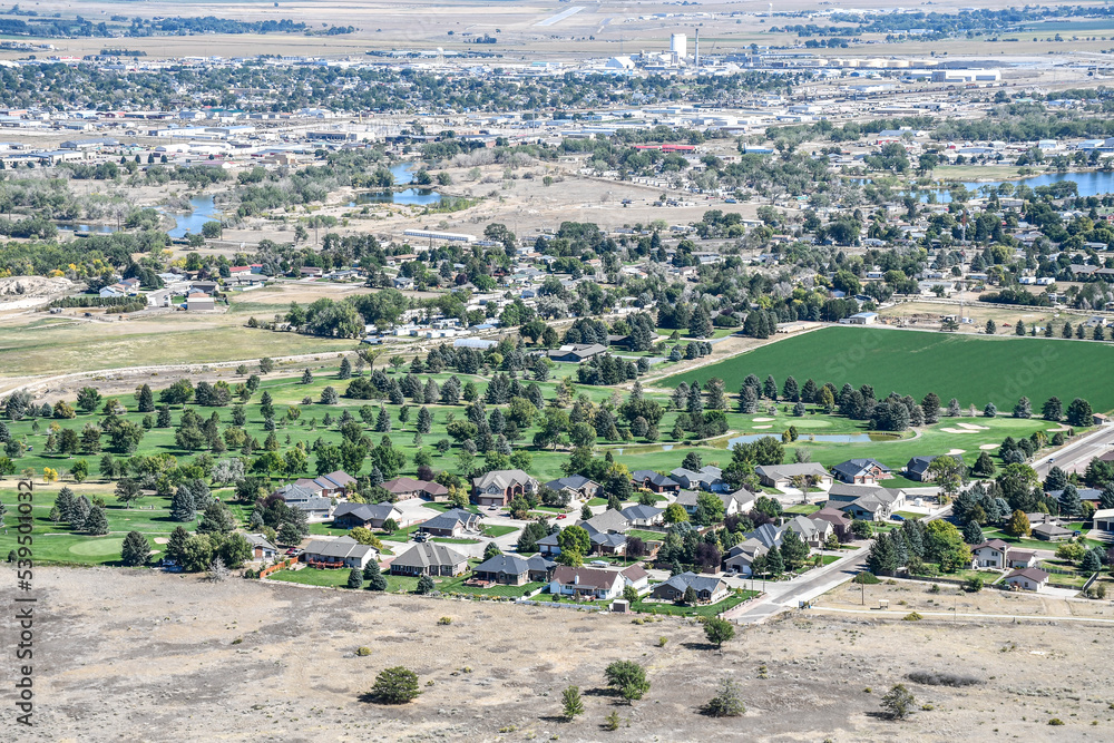 Houses at Scotts Bluff National Monument, Gering, Nebraska Stock Photo