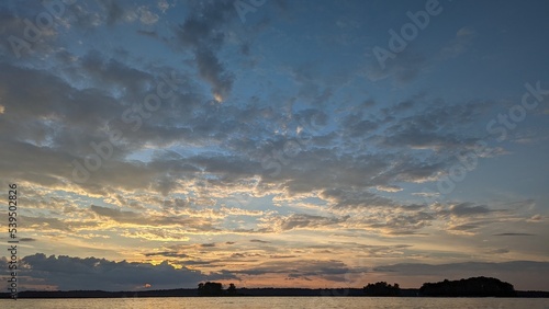 sunset clouds over lake