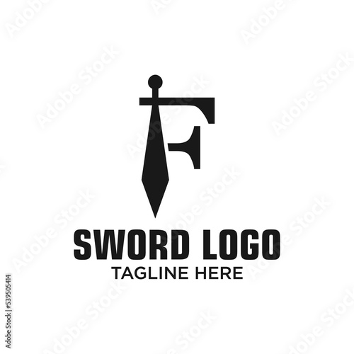 Letter F Sword Logo Design Template Inspiration, Vector Illustration.