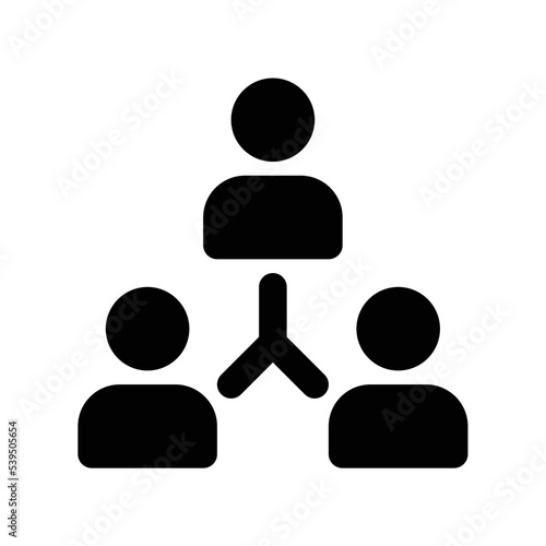 Affiliate icon with group or team networking peoples in black outline style