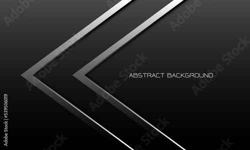Abstract twin silver arrow direction geometric on grey metallic with blank space design modern luxury futuristic background vector