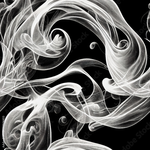 abstract smoke fog waves illustration, black and white