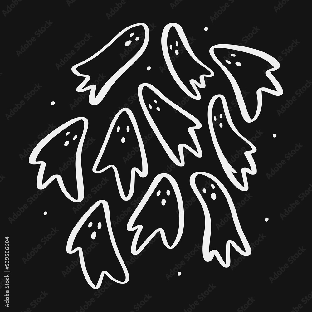 Hand drawing pattern ghost vector Hand drawing pattern ghost vector