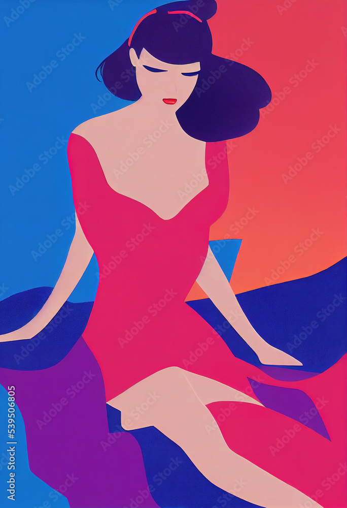 fashion illustration of a woman in a red dress with a simple cartoon illustration fashion illustration of a woman in a red dress with a simple cartoon illustration