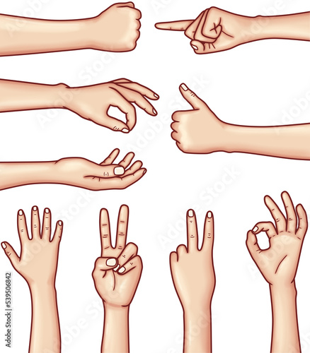 Manos haciendo variedad de gestos y señas