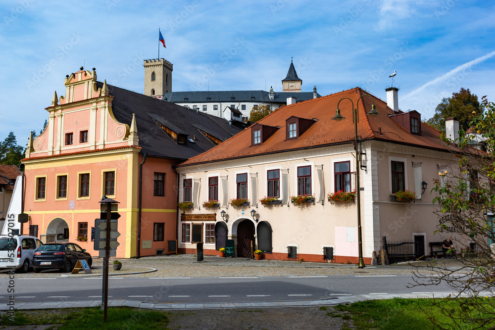 Small ancient town Rozmberk nad Vltavou, Czech Republic.