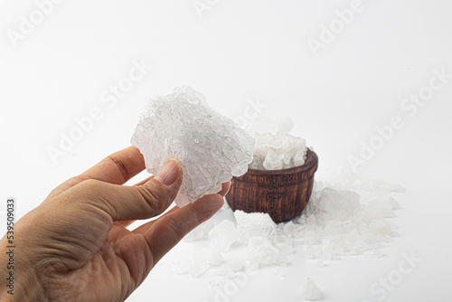 Photos Crystallized alum chunks isolated on a white background