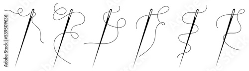 Needle icon collection . Needle with thread. Vector illustration.