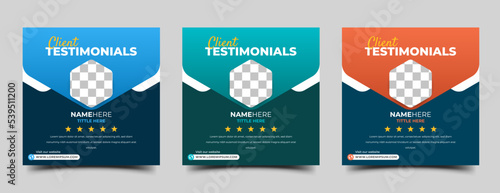 Client testimonial social media post template design collection