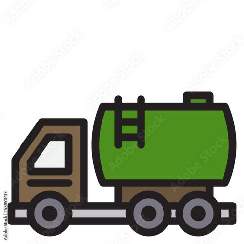 Fuel truck color line style icon
