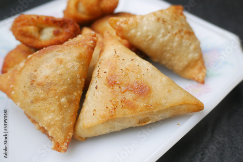 Samosa, an Indian popular street food, Close up