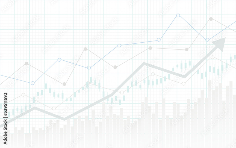 Naklejka premium Graph in stock market. Financial chart with uptrend line.